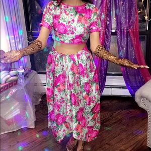 Mehendi floral crop and skirt